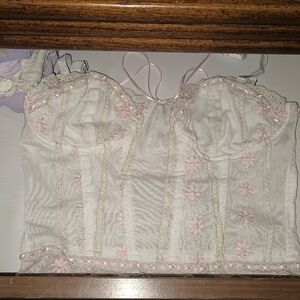 Forever 21 Cream and Pink Lace Camisole